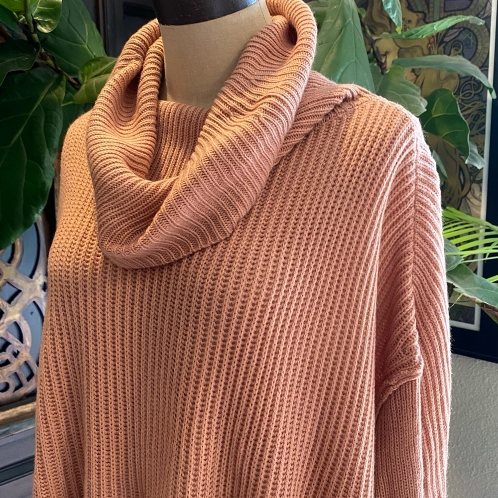 Flawless Vici Turtleneck Peplum Boxy Dolman Oversized Chain Knit Sweater - Picture 10 of 12